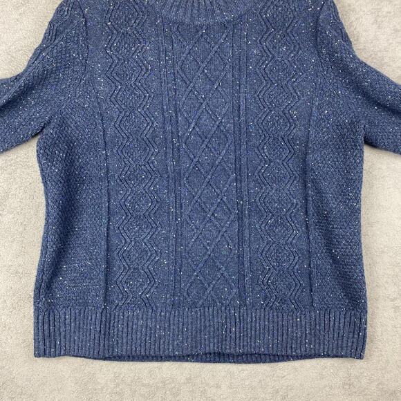 Duluth Trading Sweater Mens XL Blue Wool Alpaca Cable Knit Donegal Crewneck - Picture 5 of 16